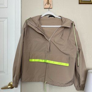 Tan and Neon Green Pullover Raincoat Sz Sm